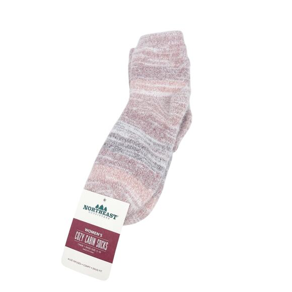 Northeast Outfitters Neo Cozy Cabin Socks Crew Pink Burgundy Women's Size 5-10 - Picture 1 of 4